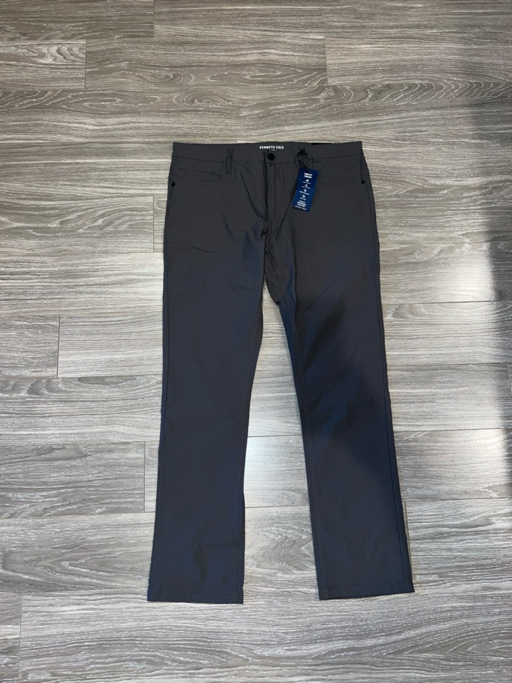 Kenneth Cole Asphalt Grey Slim Leg Tech Trousers